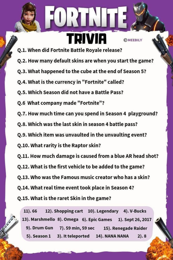 60 Fortnite Trivia Questions Answers Meebily Trivia 