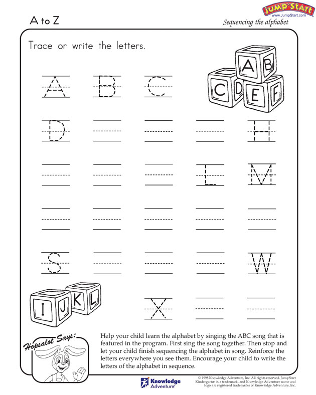 A to Z View English Worksheets For Kindergarten JumpStart