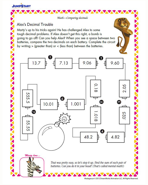 Alex s Decimal Trouble Printable 5th Grade Math 