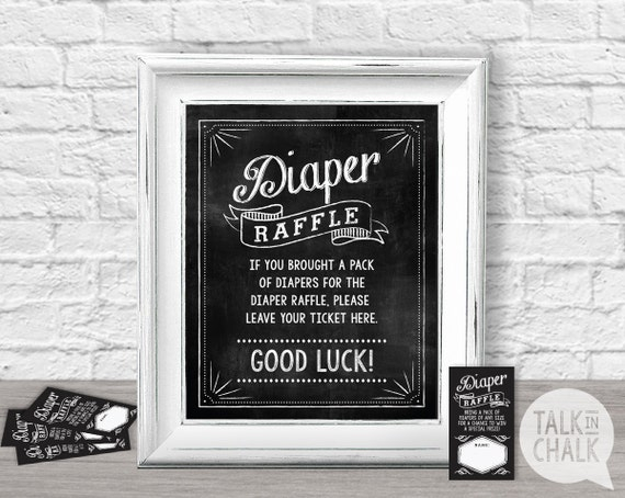 Baby Shower Diaper Raffle Sign PRINTABLE Diaper Raffle Etsy