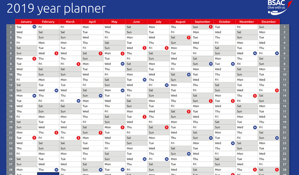 BSAC s Downloadable 2019 Year Planner Available British 