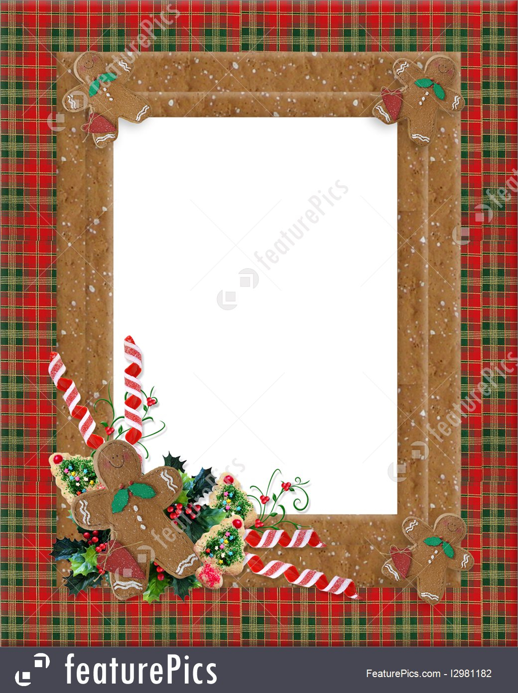 Christmas Border Plaid Gingerbread Illustration