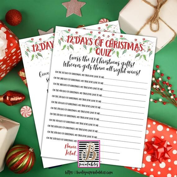 Christmas Quiz 12 Days Of Christmas Printable Christmas 