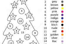 Coloring Page With Christmas Tree Color By Numbers Stock