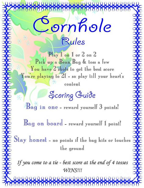 Cornhole Rules Poster By Nancy Patterson