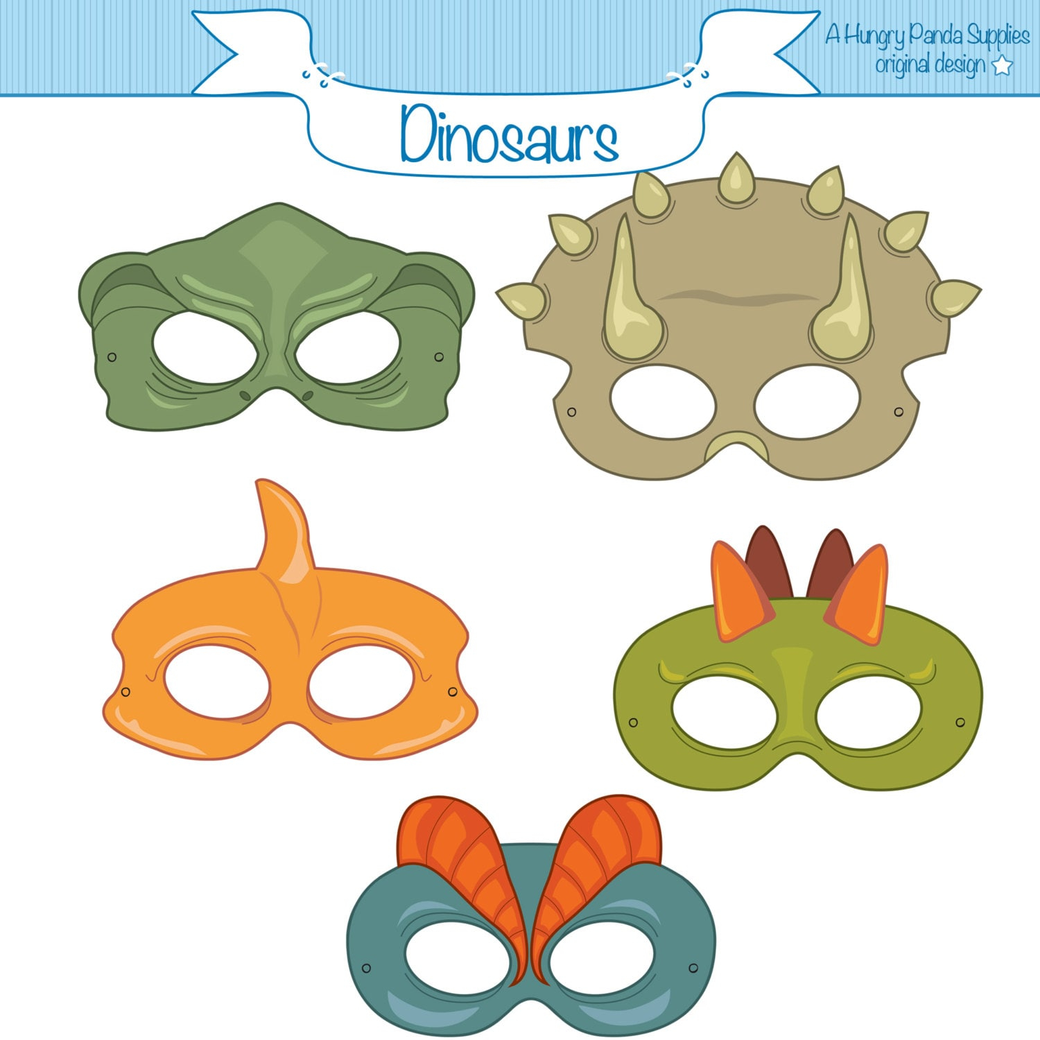 Dinosaurs Printable Masks Dinosaur Mask Trex Mask Etsy