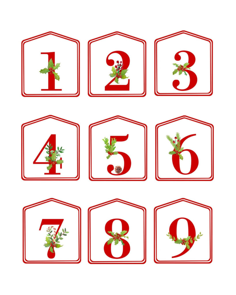 DIY Christmas Advent Calendar Red Printable Numbers 1 25 