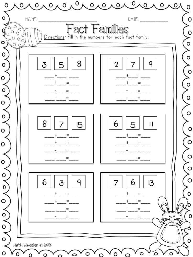 Easter Fact Families Freebie Fact Family Worksheet