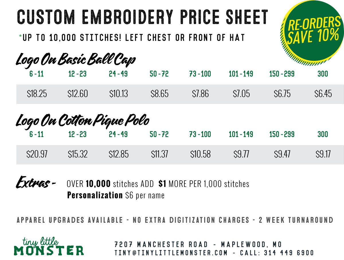 Embroidery Pricing Spreadsheet Throughout Price Quote Tiny 