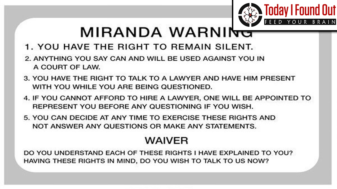 Printable Miranda Warning Card