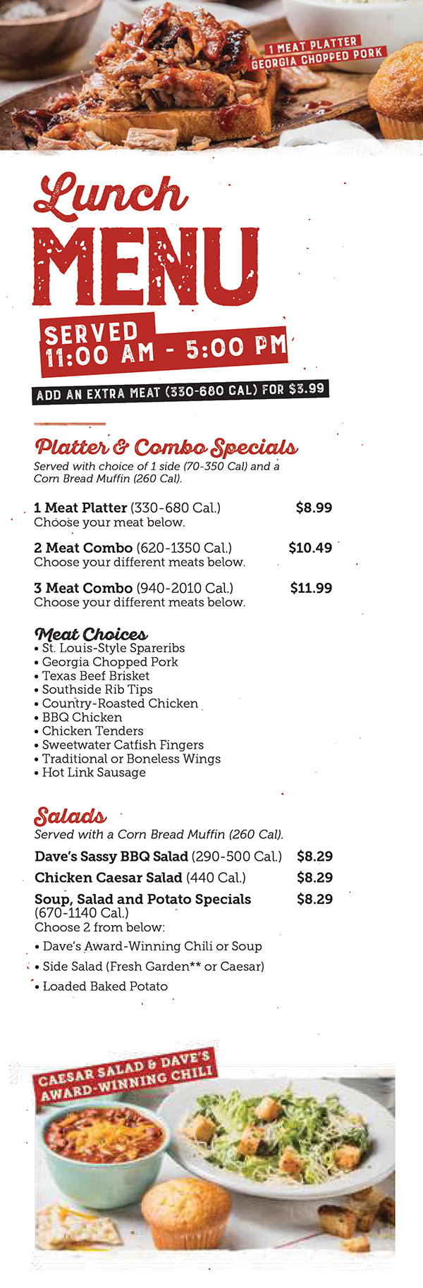 Famous Dave s Bar B Que Menu Delivery Order Online 