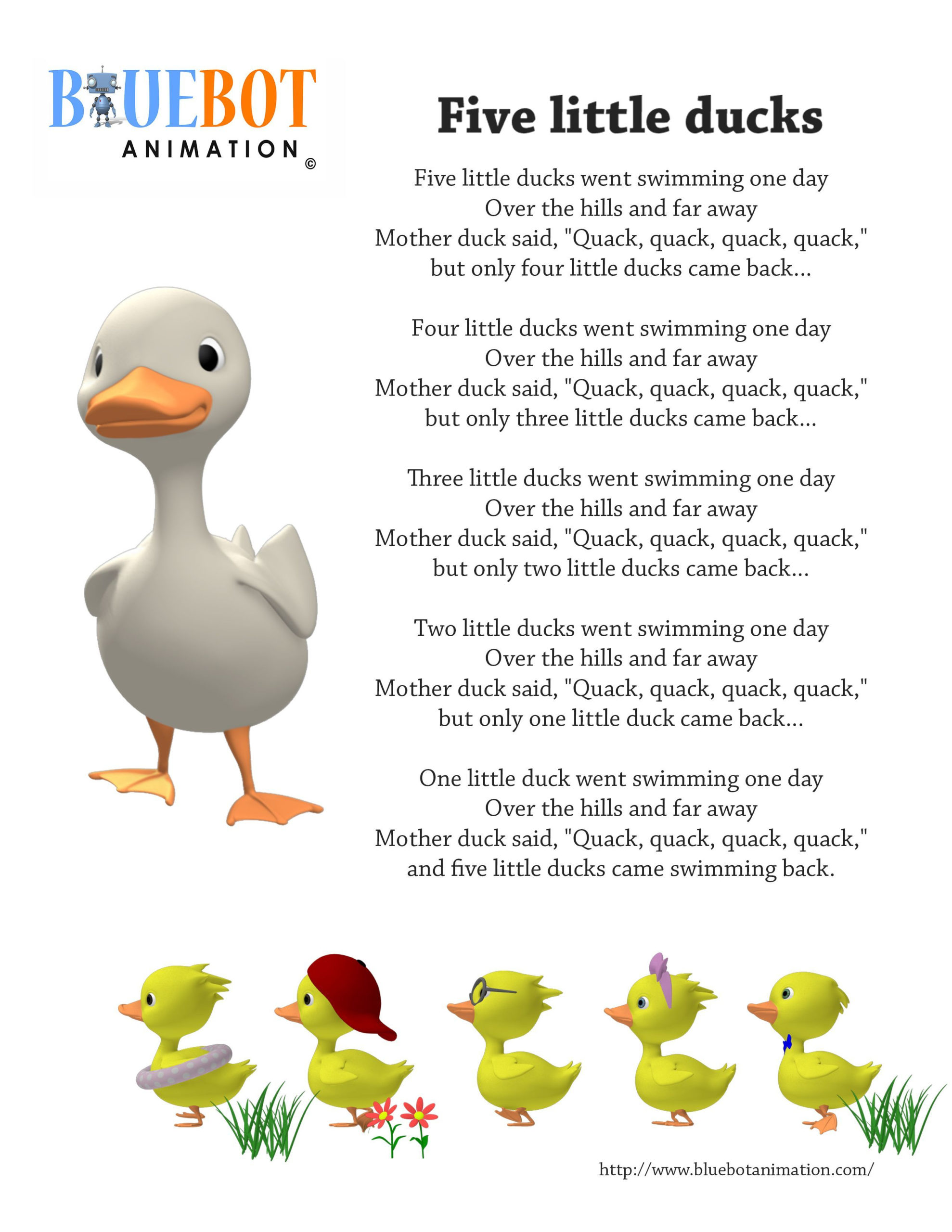 Five Little Ducks 5 Little Ducks Nursery Rhyme Lyrics 