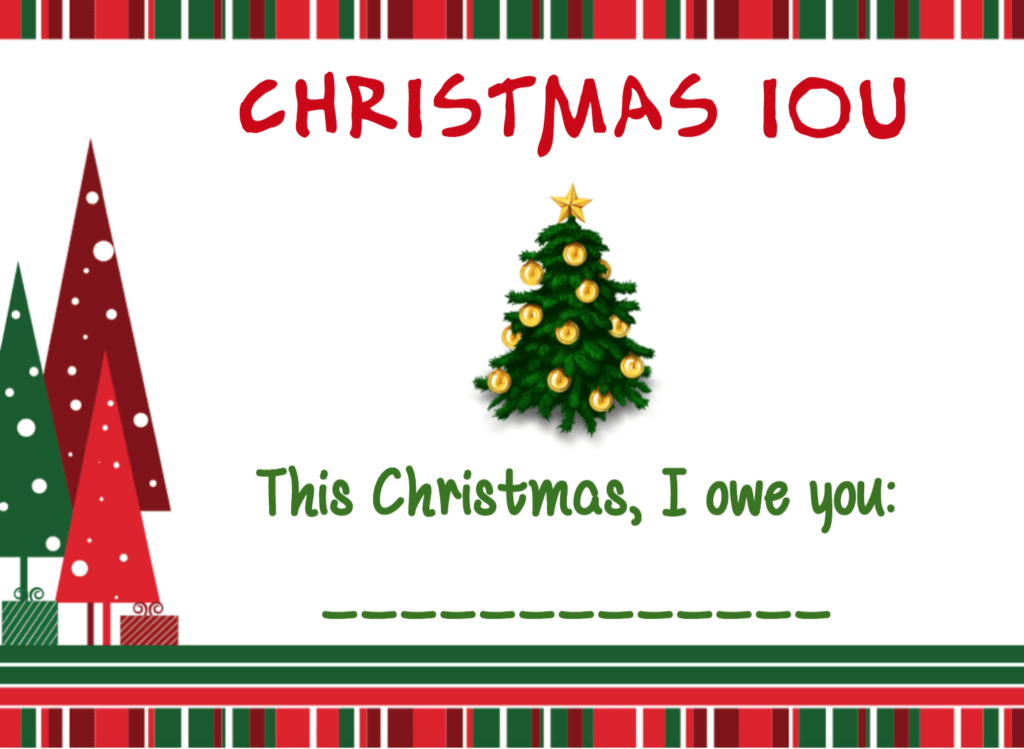 Free Christmas IOU Certificate And Award Templates At 