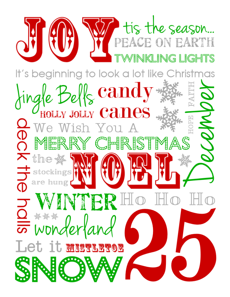 Free Christmas Subway Art Printables