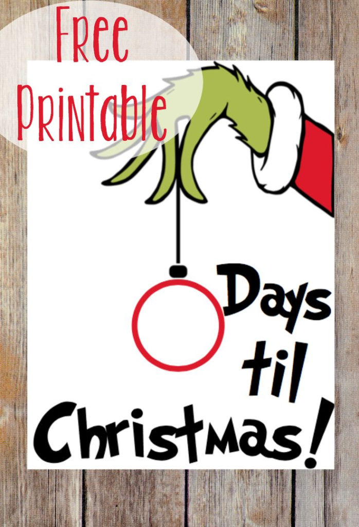 Free Grinch Christmas Countdown Printable Grinch 