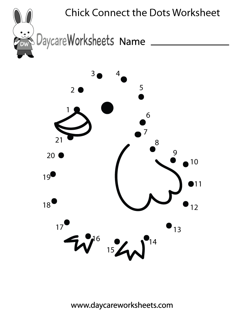 Free Preschool Chick Connect The Dots Worksheet