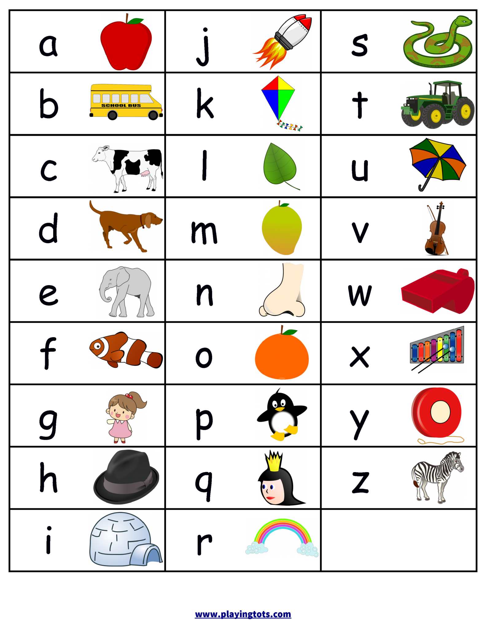 Free Printable Alphabets Chart With Pictures Alphabet