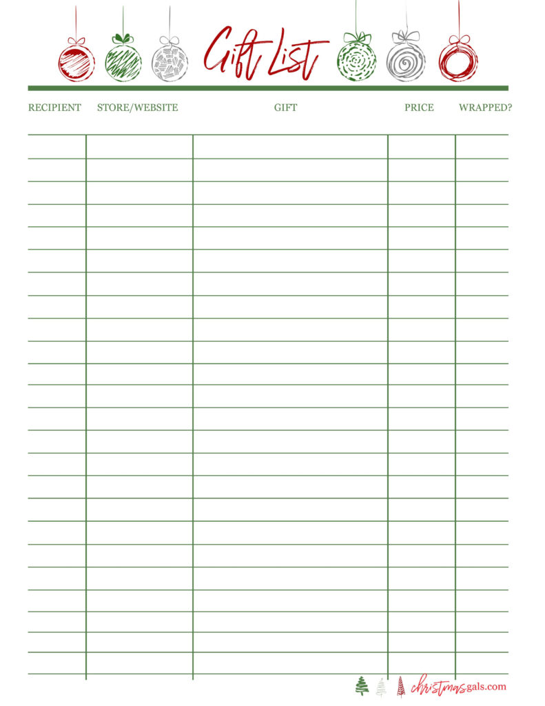 Free Printable Christmas Gift Tracker Gift Tracker 