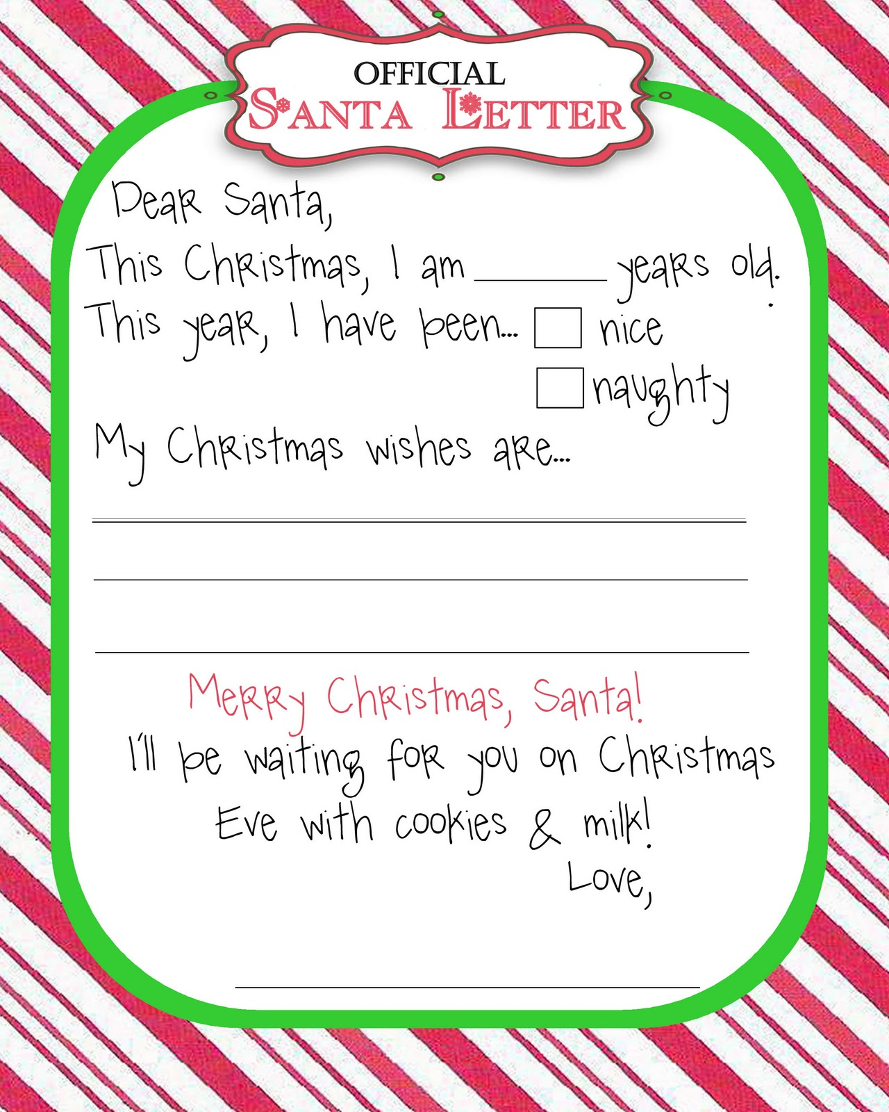 Free Printable Dear Santa Letter