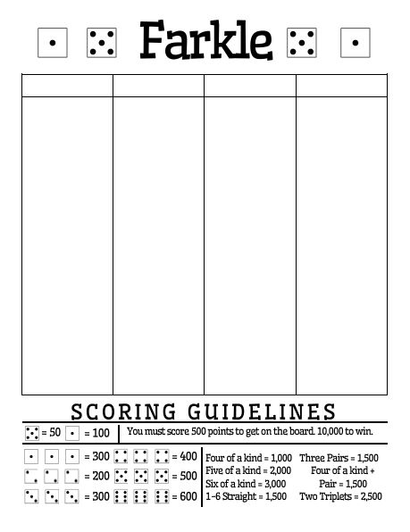 Free Printable Farkle Score Sheet Math Love Family 