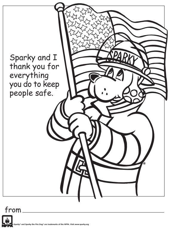 FREE PRINTABLE Thank You Firefighters Coloring Sheet 