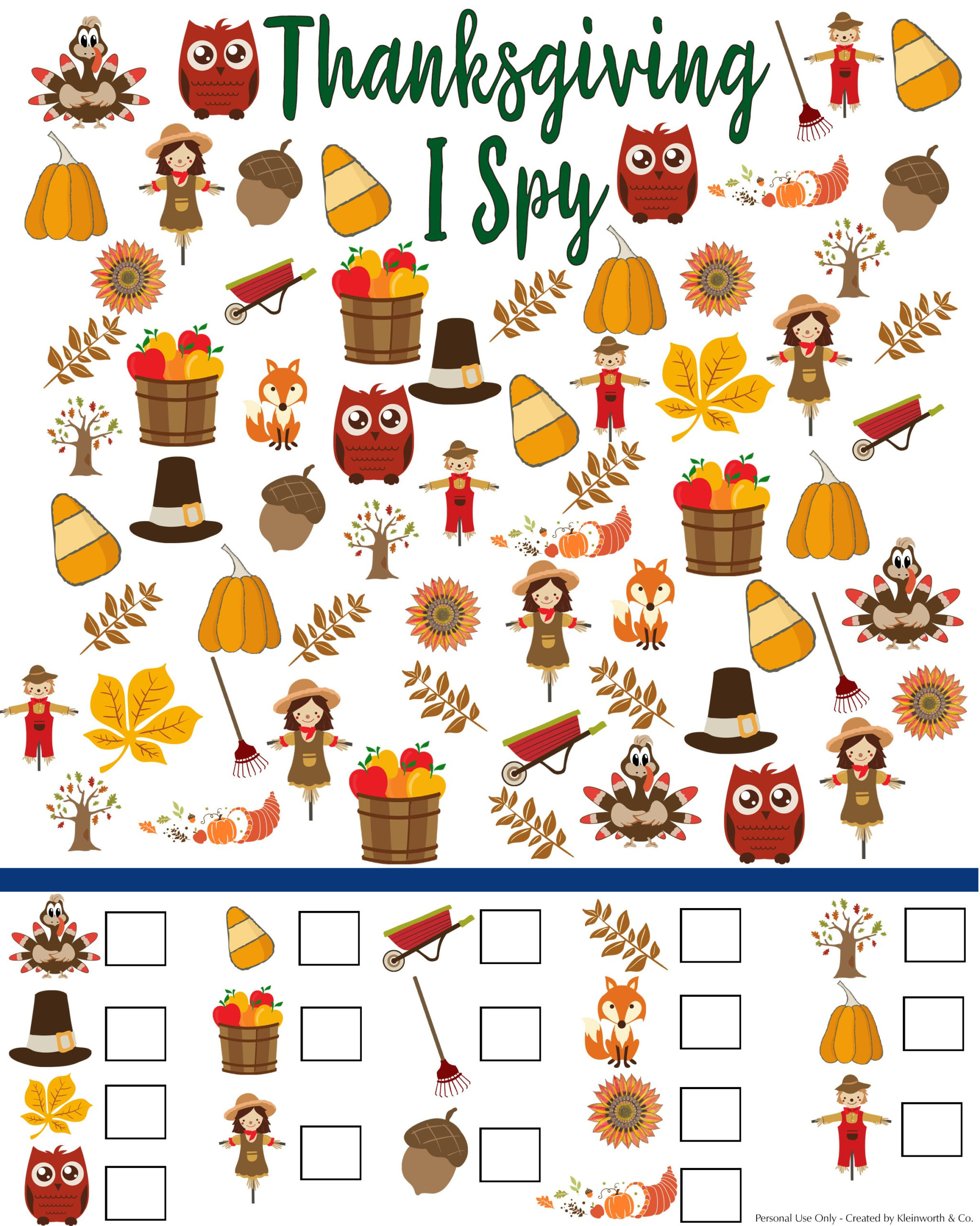 Free Thanksgiving I Spy Printable Kleinworth Co