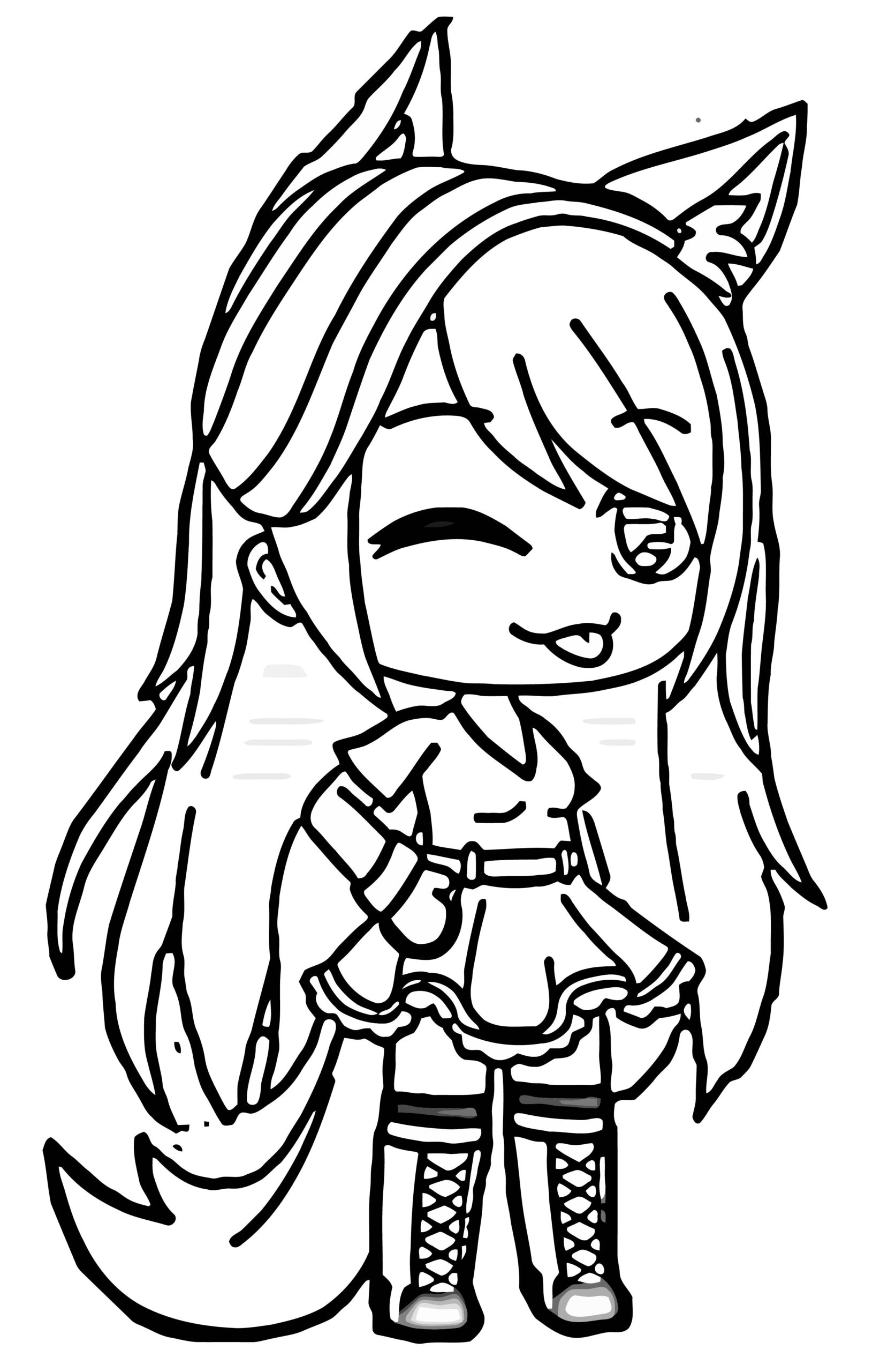 Gacha Life Flirt Sticker Cartoon Coloring Page 