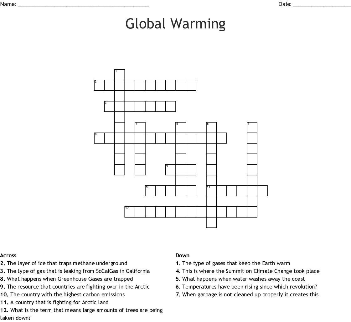 Global Warming Crossword Wordmint Global Warming 