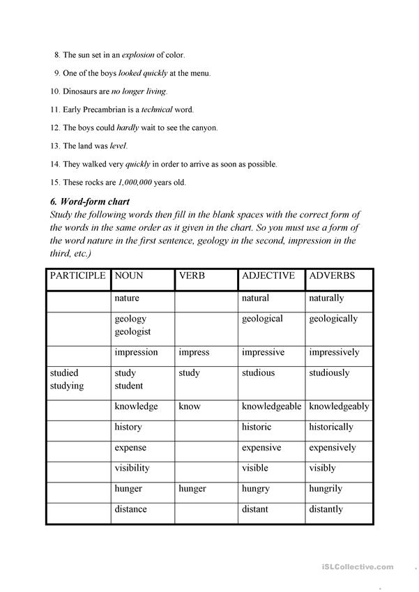 Grand Canyon A Reading Comprehension Worksheet Worksheet 