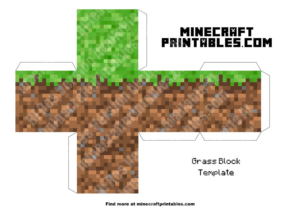 Grass Block Minecraft Grass Block Printable Papercraft 