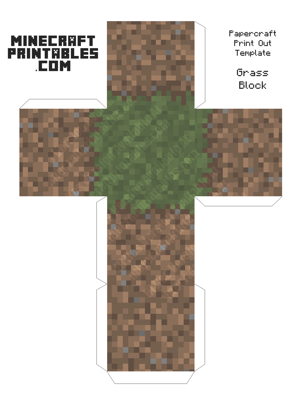 Grass Block Minecraft Grass Block Printable Papercraft 