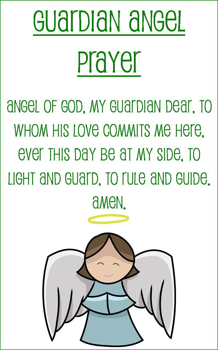 Guardian Angel Prayer Card For Kids half Sheet Size 