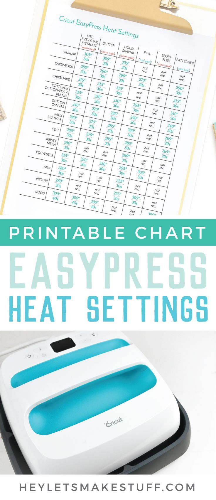 Heat Settings For The Cricut Easy Press Diy Cricut 