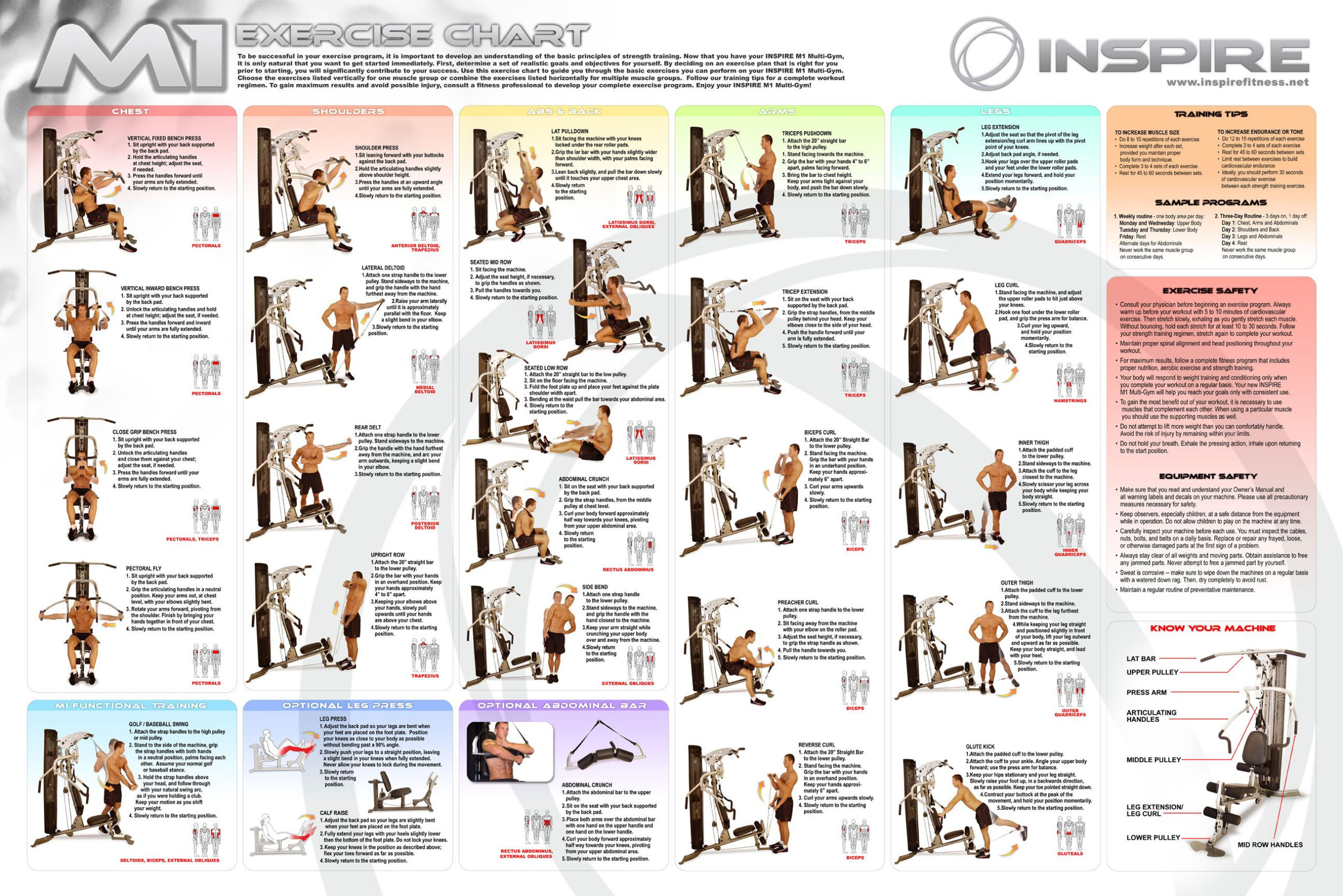 Inspire Fitness Downloads Gym Workout Chart Workout 