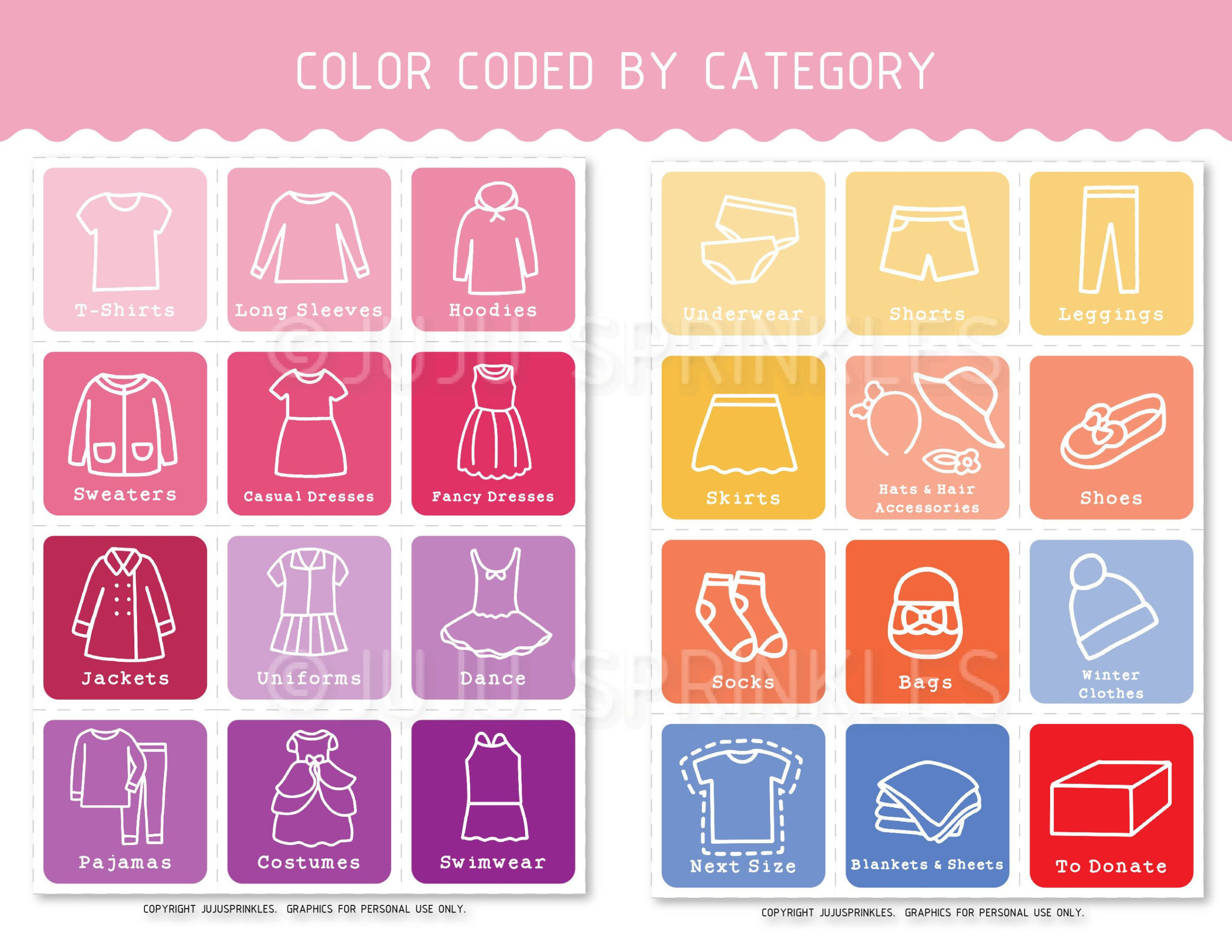 Kids Clothes Closet Organizers Printable Girl Clothing 