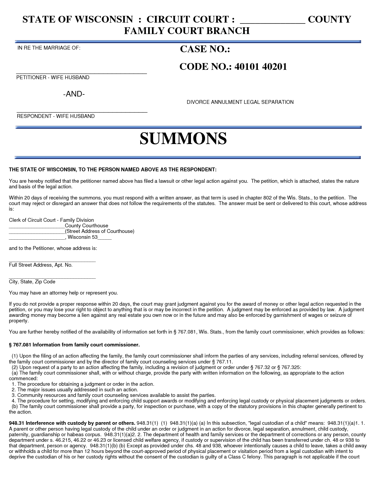 Legal Divorce Papers Free Printable Documents