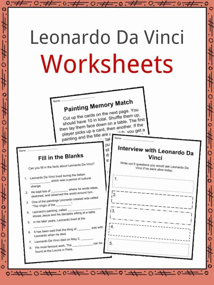 Leonardo Da Vinci Facts Worksheets Biography For Kids