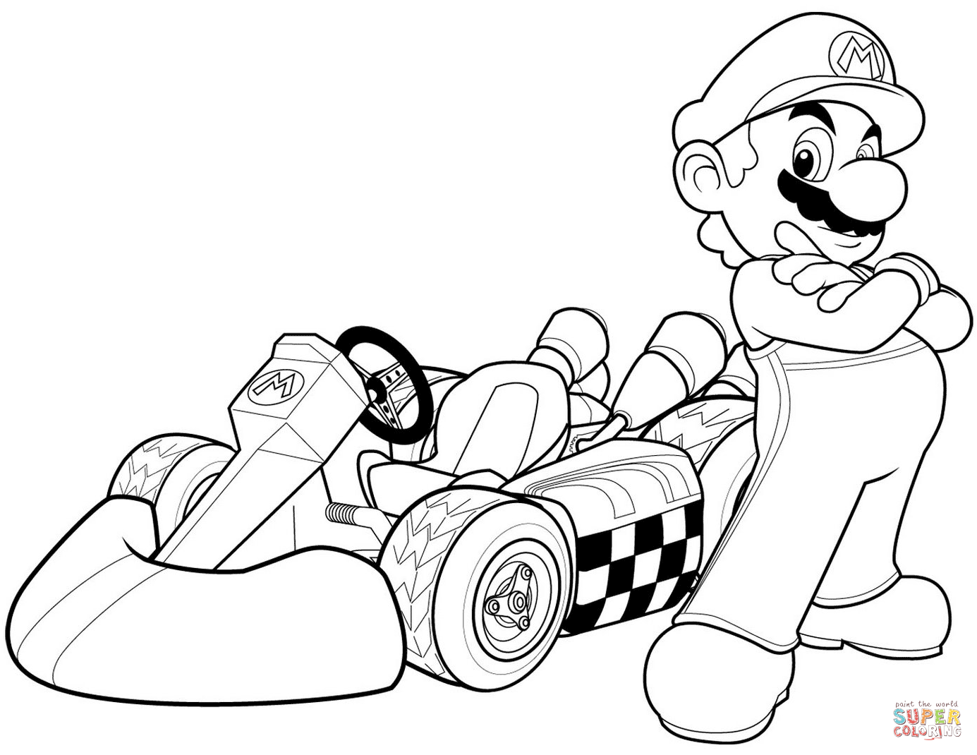 Mario In Mario Kart Wii Coloring Page Free Printable 