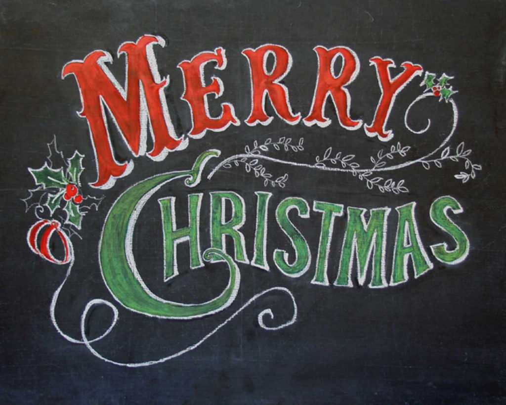 Merry Christmas Chalkboard Art Print Hand By 