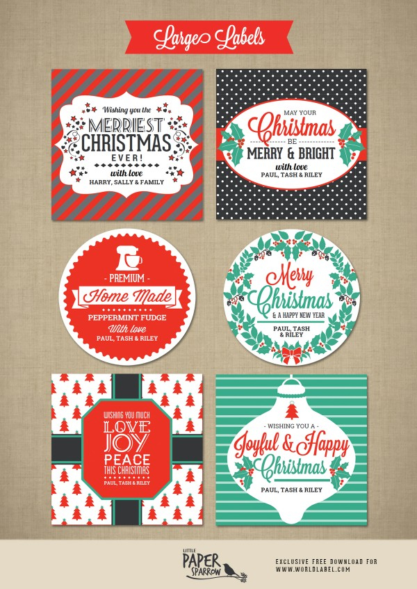 Merry Christmas Labels By Little Paper Sparrow 