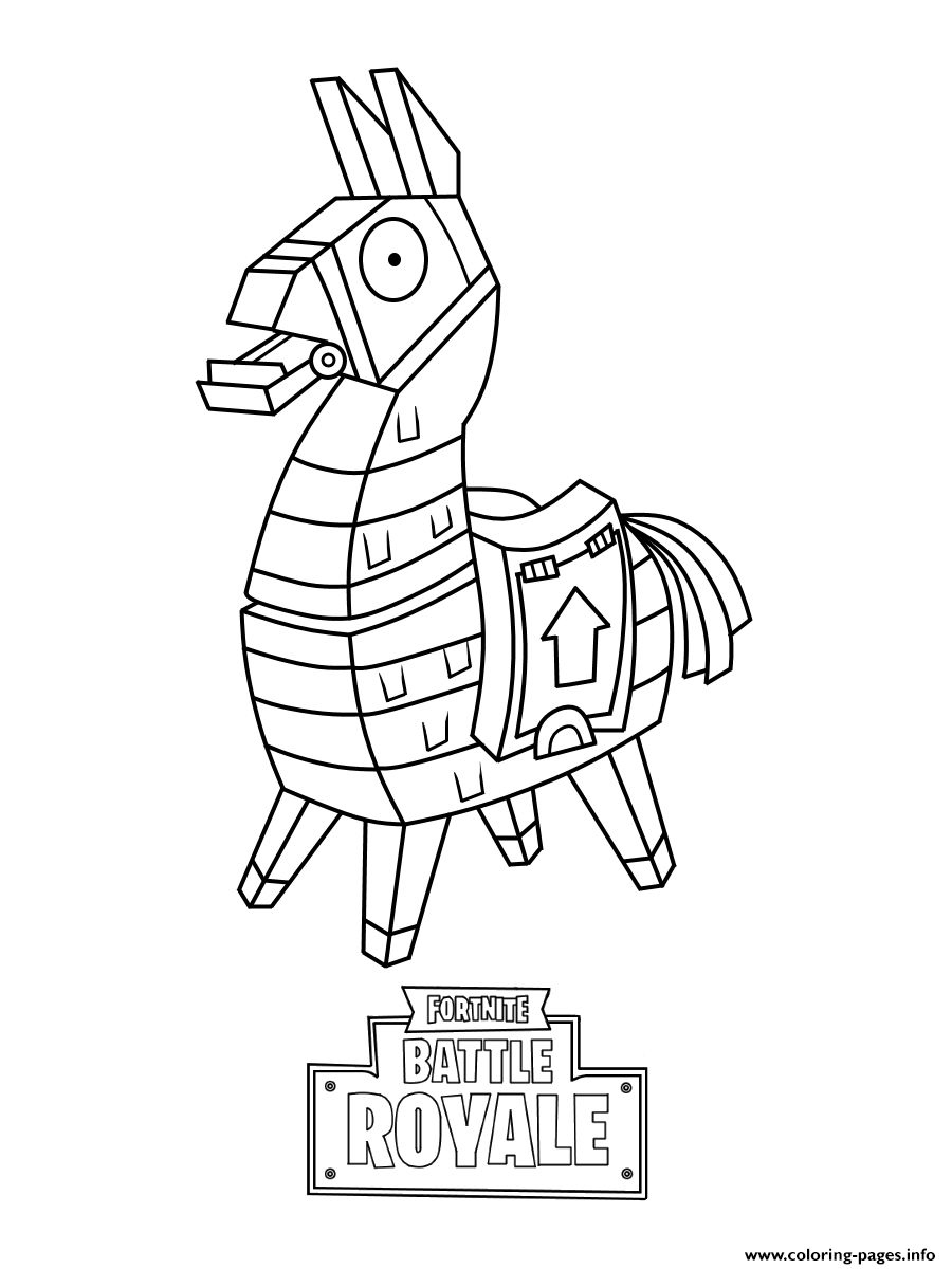 Mini Fortnite Lama Skin Coloring Pages Printable