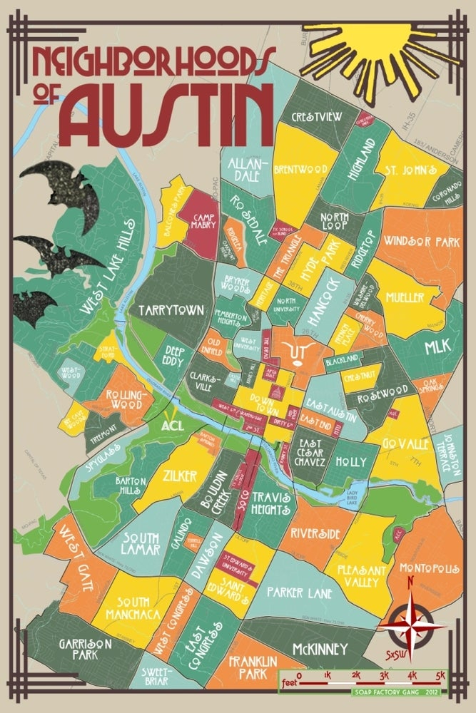 Neighborhoods Of Austin Poster Soap Factory Gang