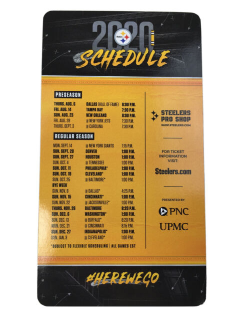 OFFICIAL 2020 Pittsburgh Steelers Schedule Magnet 9 x5 