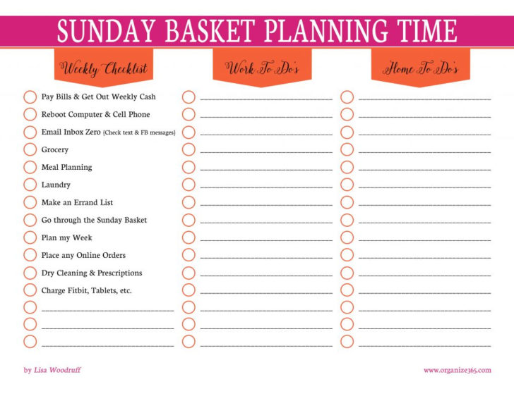 Organize 365 Sunday Basket Planning Printables FreePrintableTM com