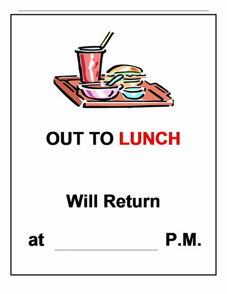 Out to Lunch Signs Printable Out To Lunch Lunch 