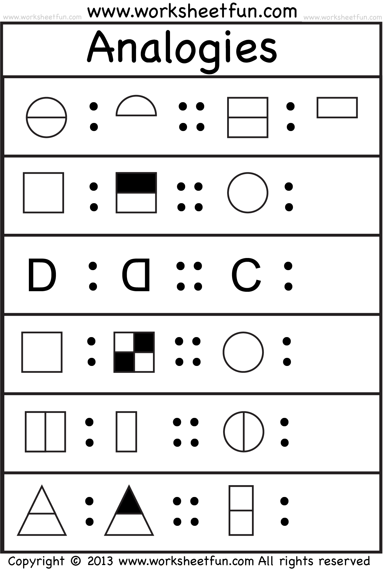 Picture Analogies 4 Worksheets FREE Printable 