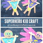 Popsicle Stick Superhero W Handprint Cape Kid Craft