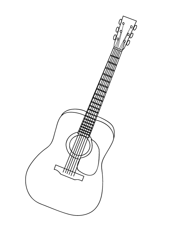 Printable Guitar Coloring Page In 2020 Coloring Pages 