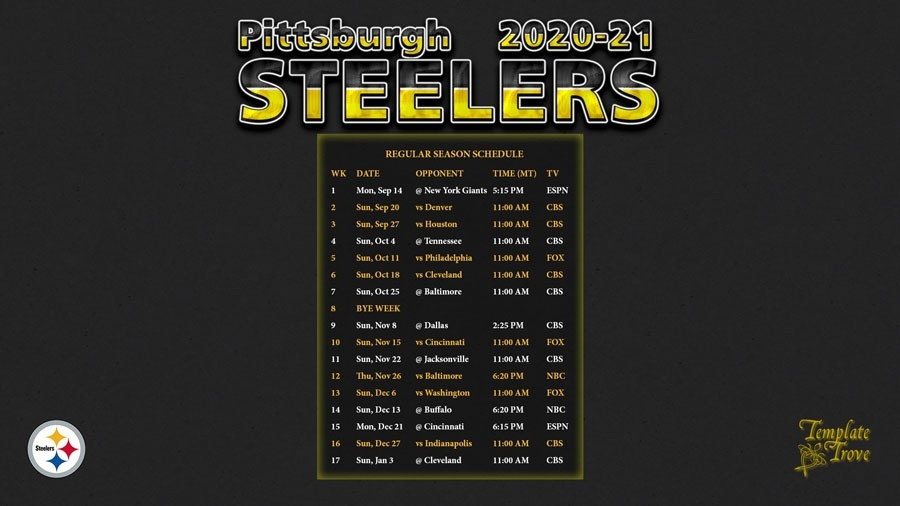 Printable Nfl Schedule 2021 Season Calendar Template 