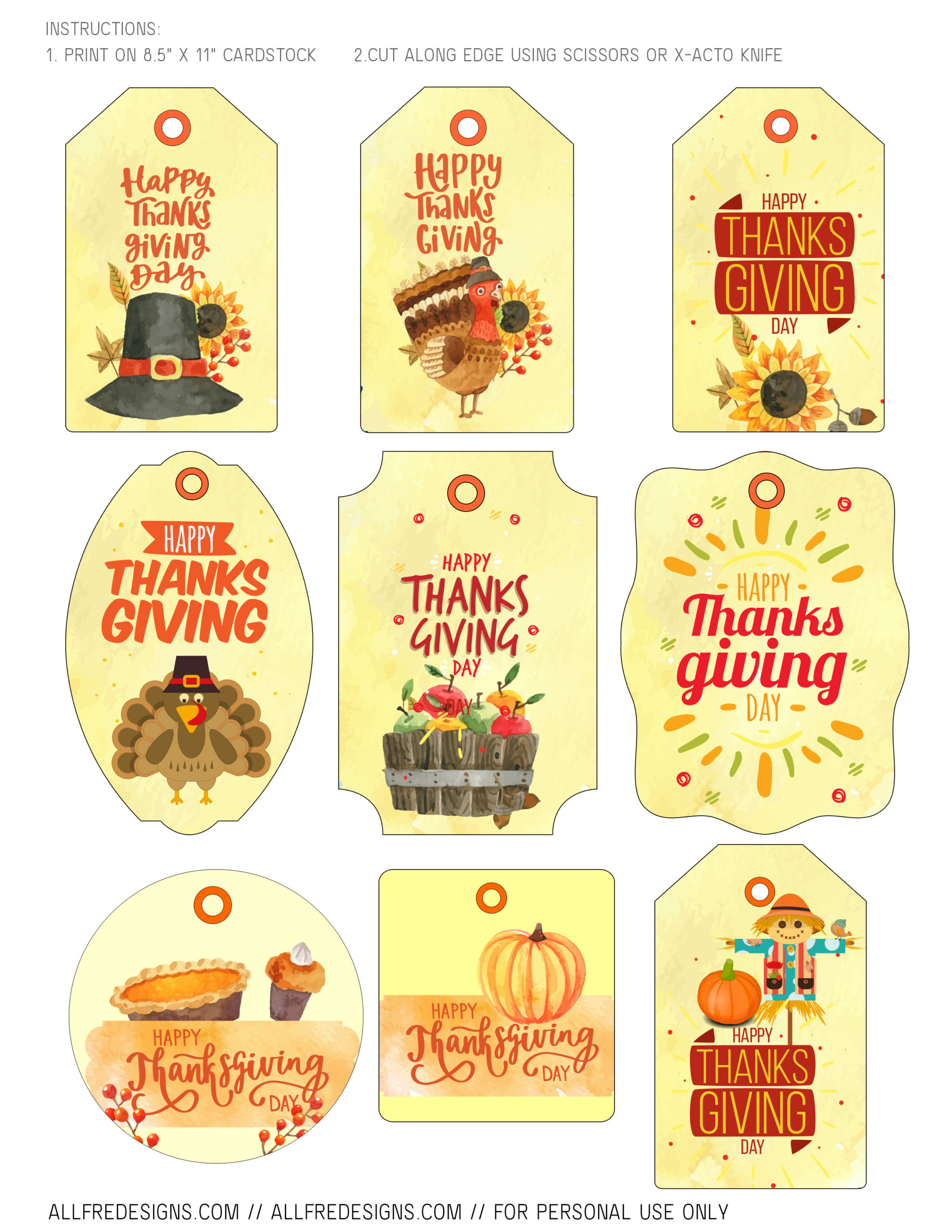 Printable Thanksgiving Gift Tags 9 Designs To Download Free